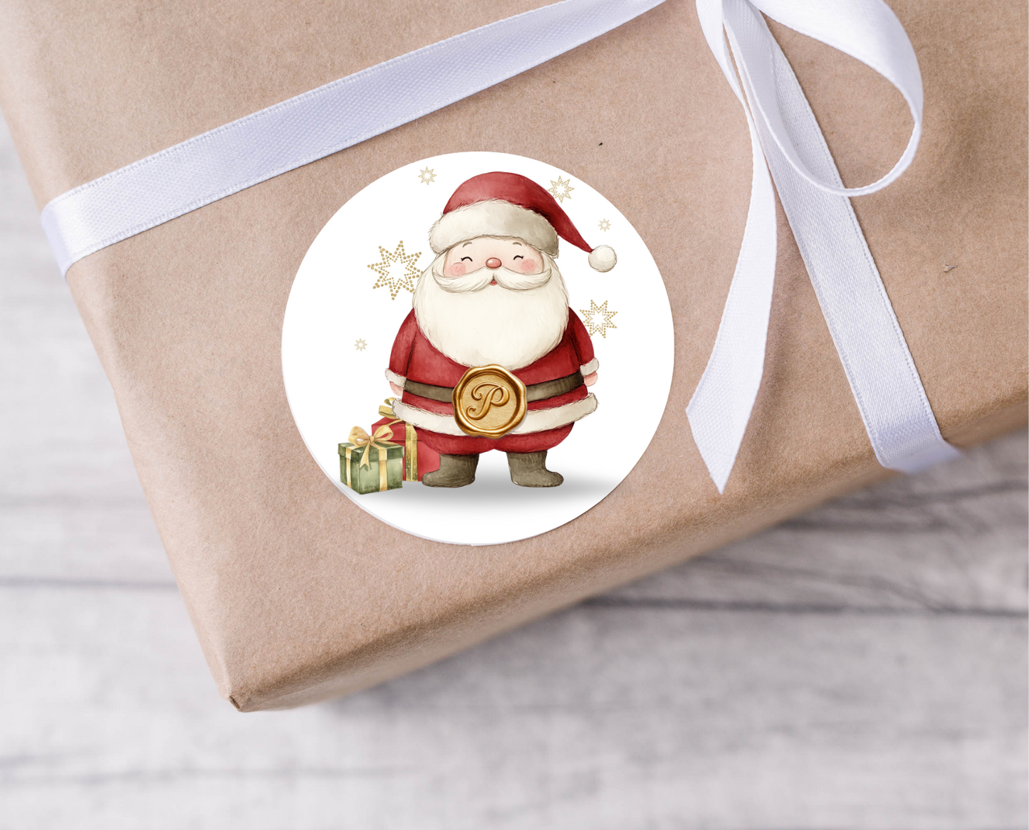 Initial Santa Christmas Present Labels