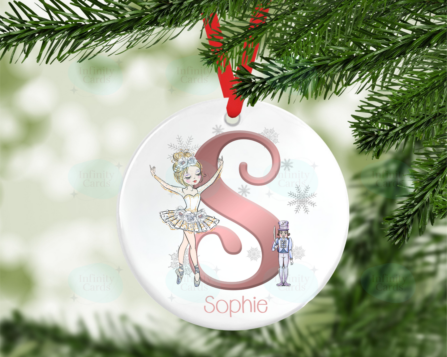 Personalised Ballerina Initial Christmas Bauble