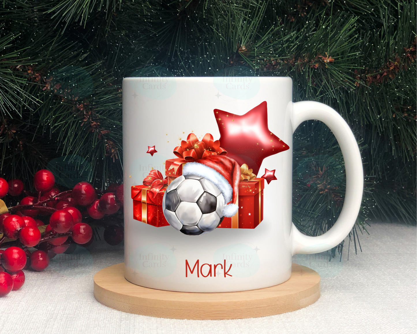 Personalised Football Themed Christmas Mug