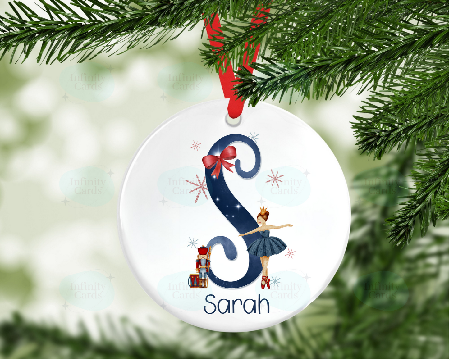 Personalised Ballerina Initial Christmas Bauble