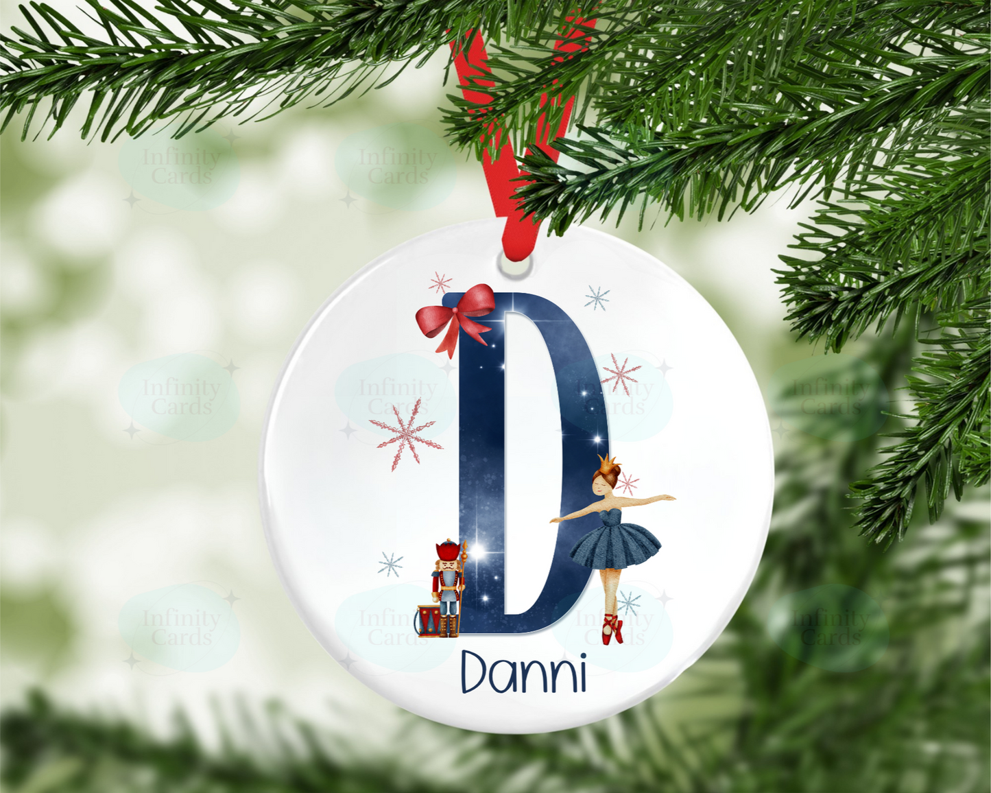 Personalised Ballerina Initial Christmas Bauble