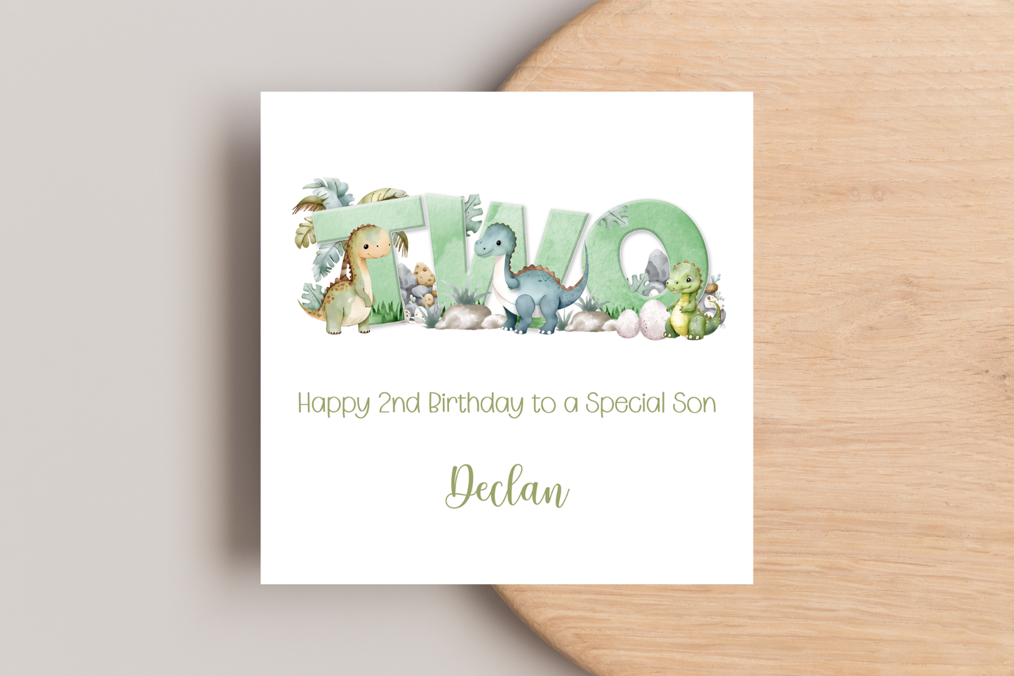 Personalised Dinosaur 2nd Birthday Card