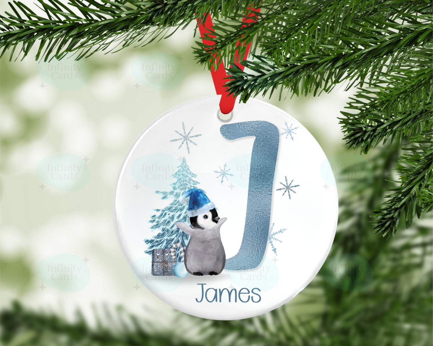 Penguin Initial Christmas Tree Decoration