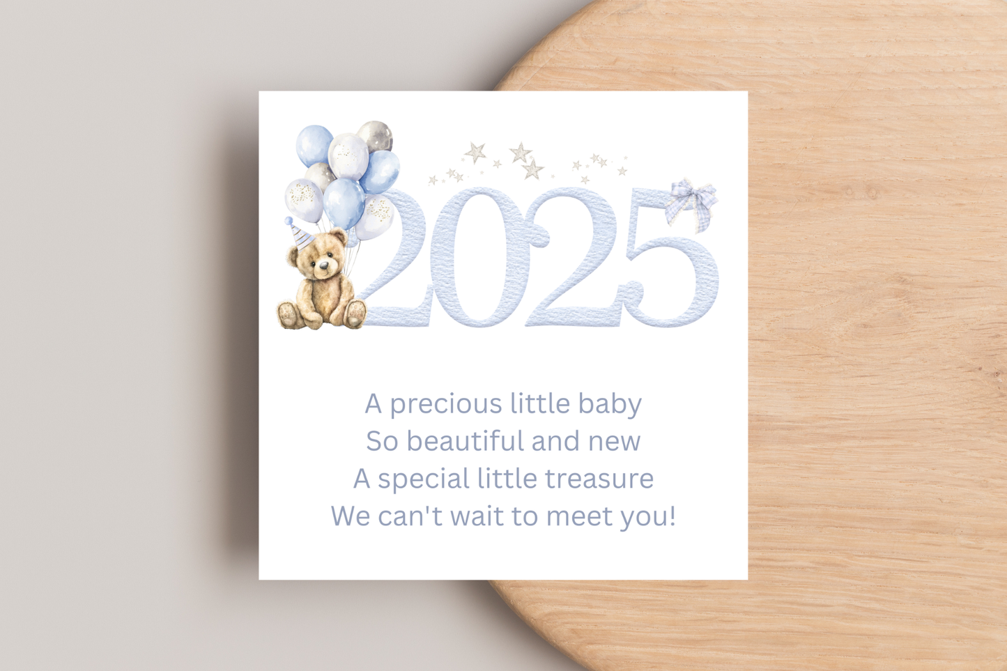 Teddy Bear Born in 2025 New Baby Card