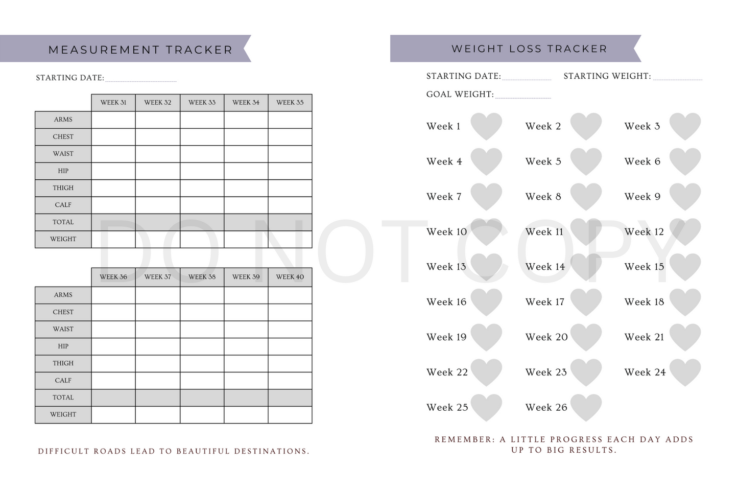 Weight Loss Planner Digital Download