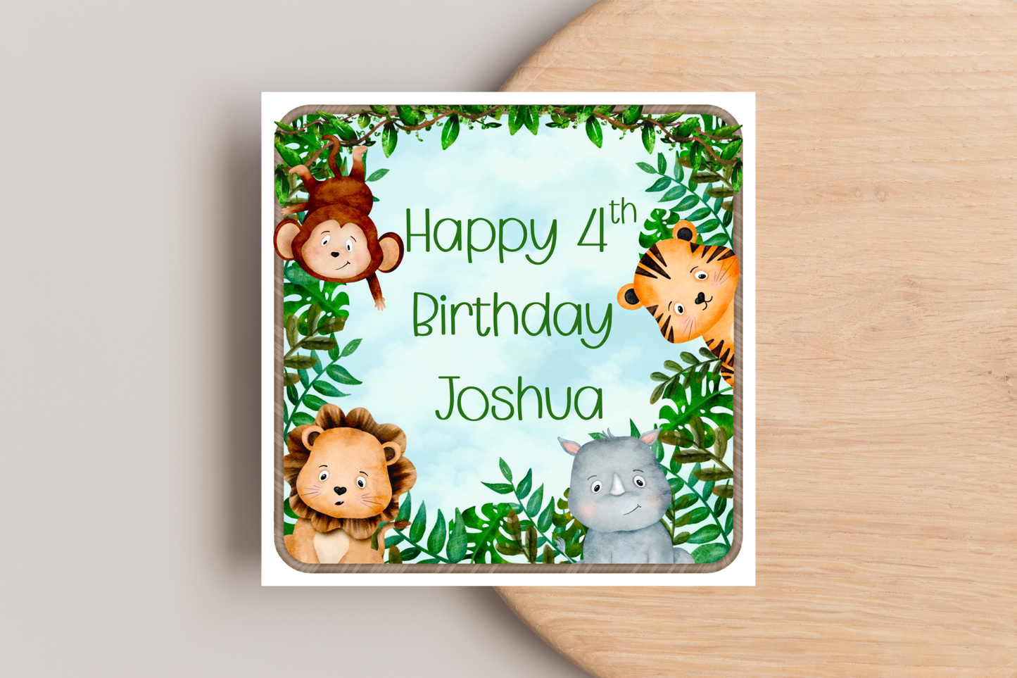 Personalised Jungle Animal Themed Birthday Card