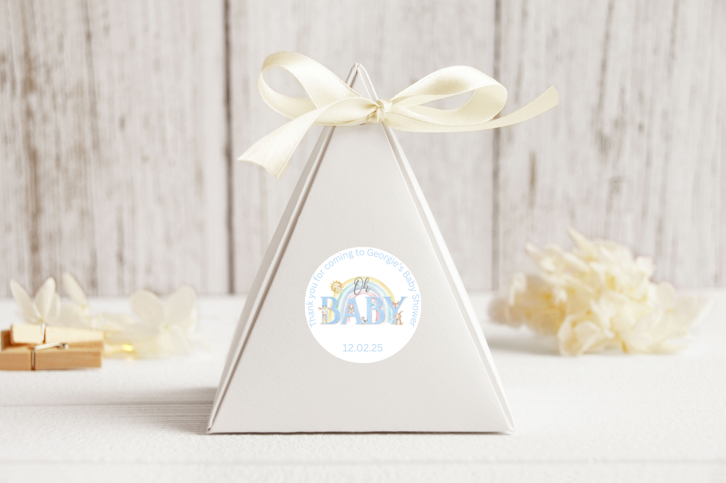 20 X Oh Baby Personalised Baby Shower Favour Stickers