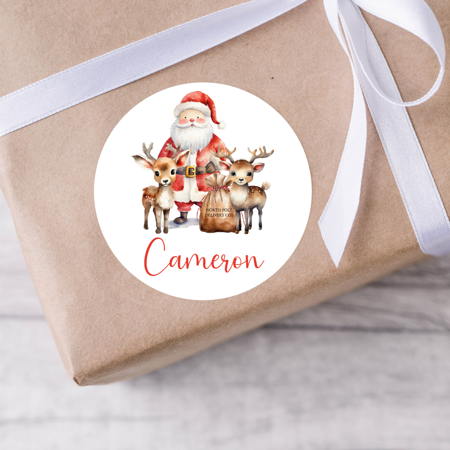 Personalised Santa Christmas Present Labels - 12 per sheet