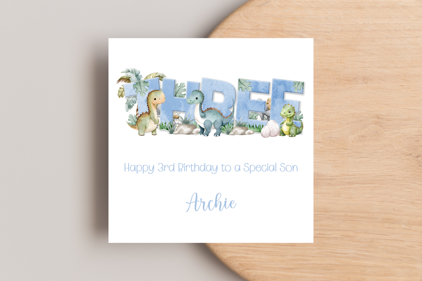 Personalised Dinosaur 3rd Birthday Card