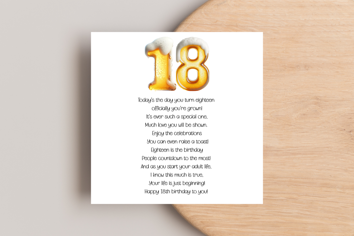 18th Beer Number Birthday Card for him