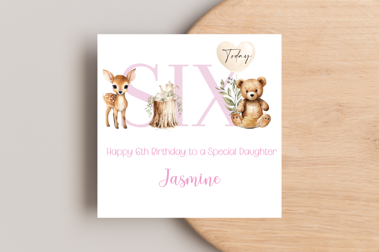 Personalised Woodland Animals 6th Birthday Card