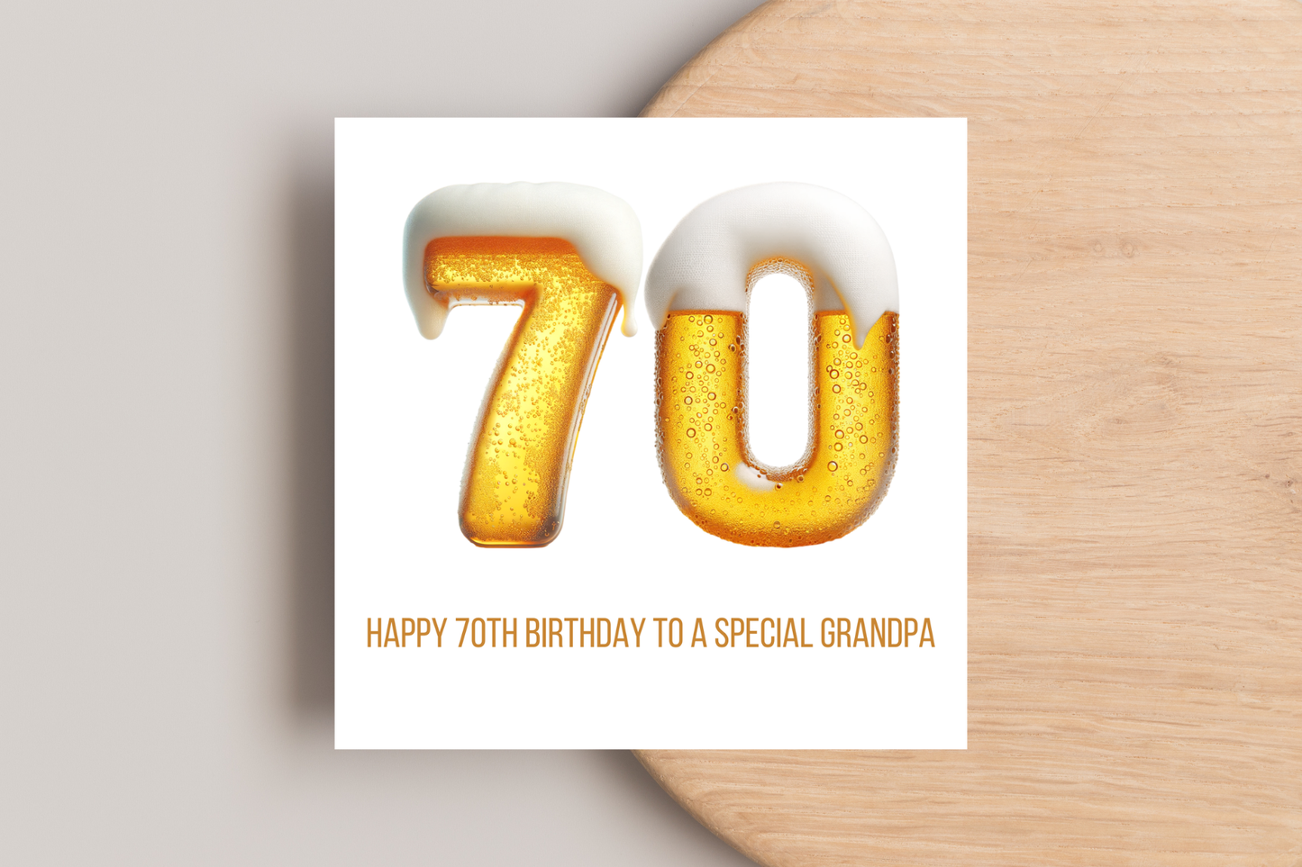 Personalised 70th Beer Number Birthday Card