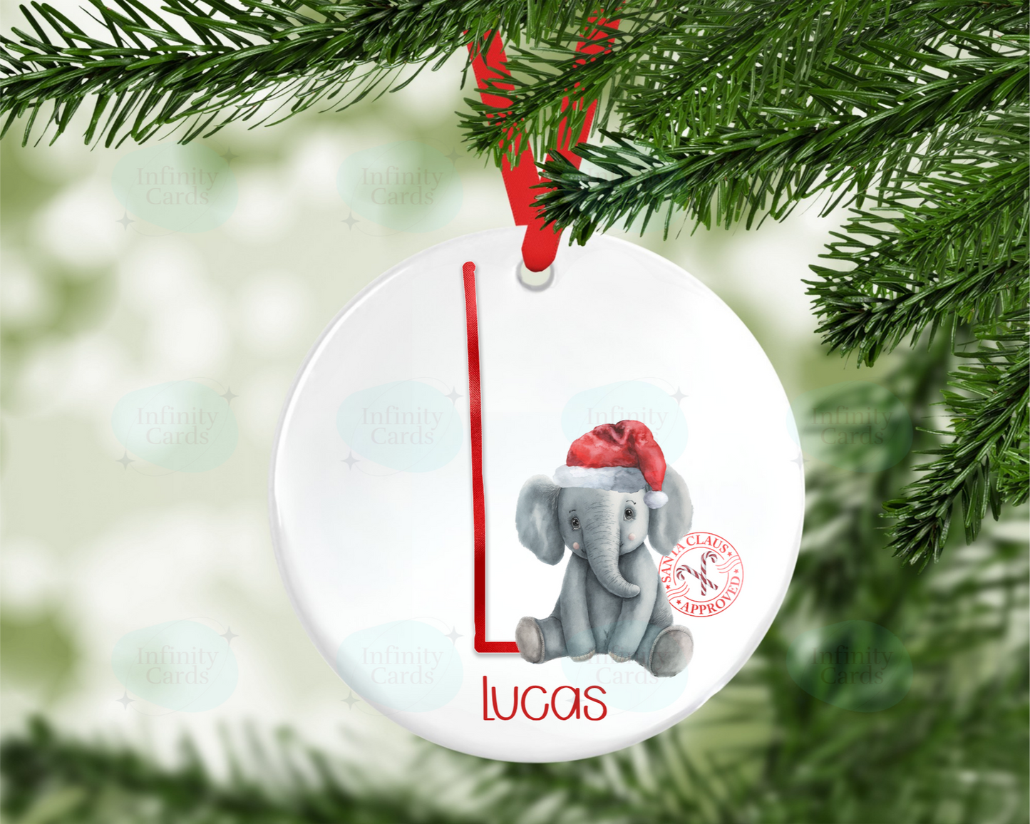 Personalised Elephant Initial Christmas Tree Decoration