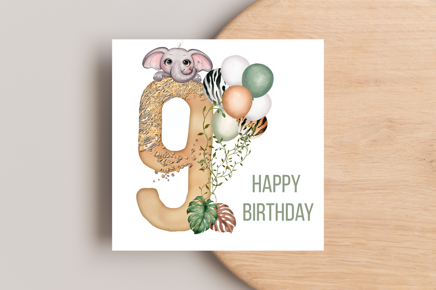 Animal Safari Balloons Birthday Card