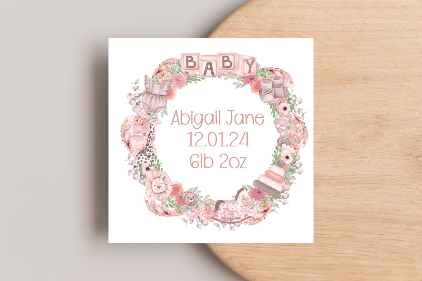 Personalised New Baby Wreath Card