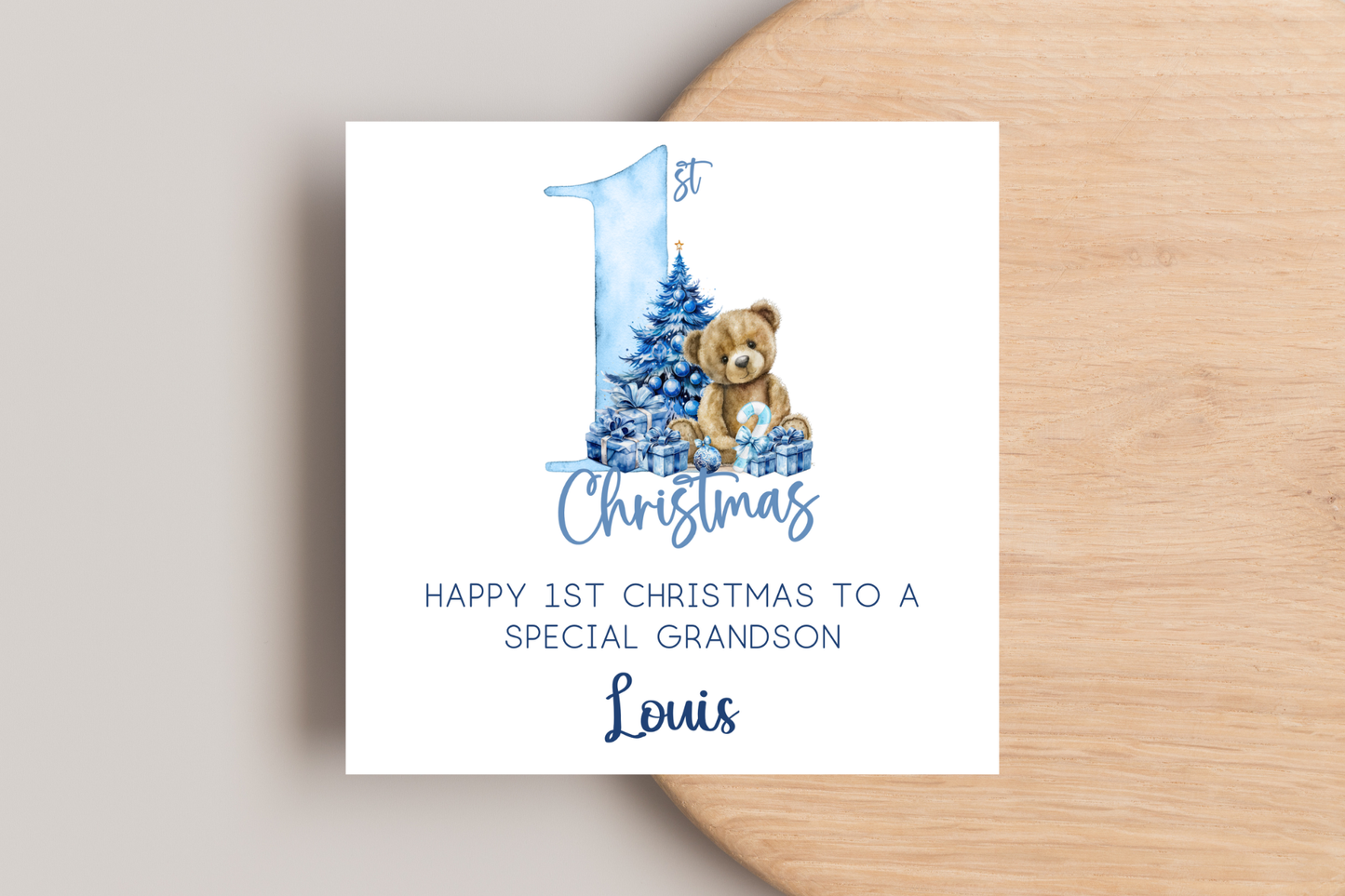Personalised Bear 1st Christmas card