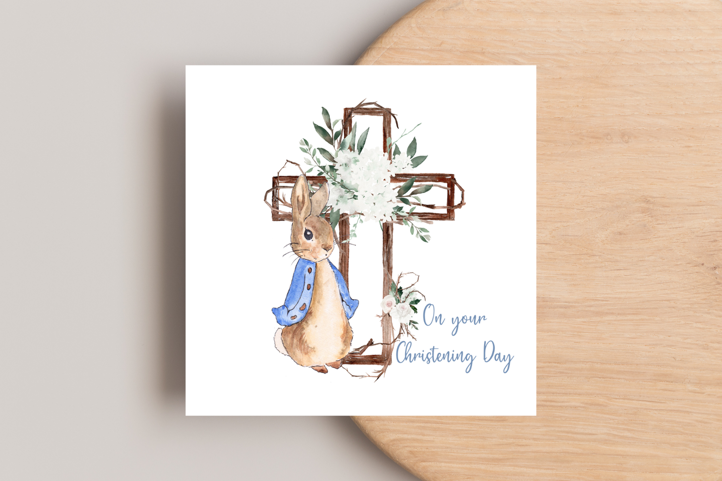 Peter Rabbit Flopsy Christening Day Card