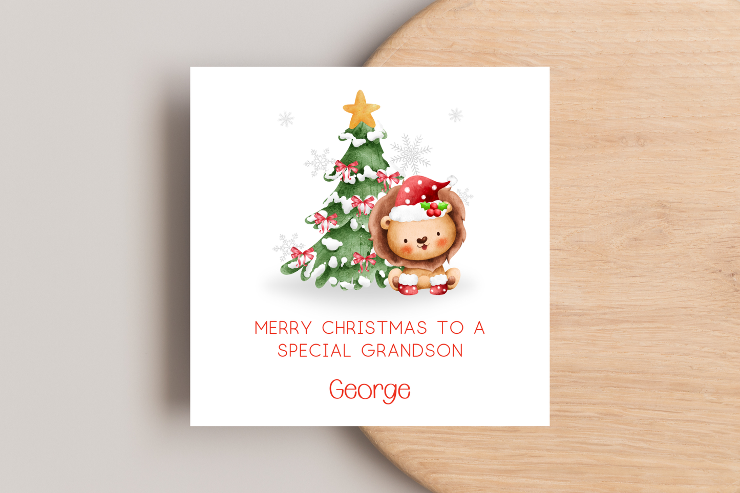 Personalised Jungle Animal Christmas Card Elephant | Lion | Giraffe | Hippo