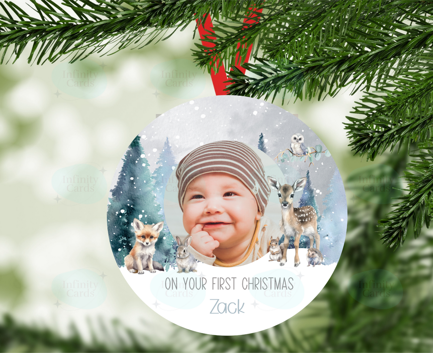 Personalised First Christmas Photo Christmas Tree Decoration