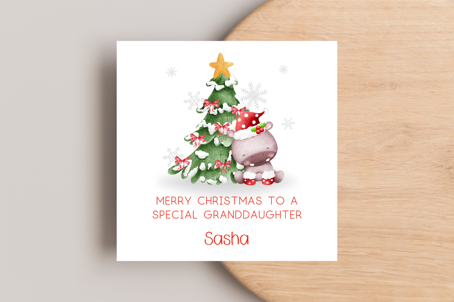 Personalised Jungle Animal Christmas Card Elephant | Lion | Giraffe | Hippo