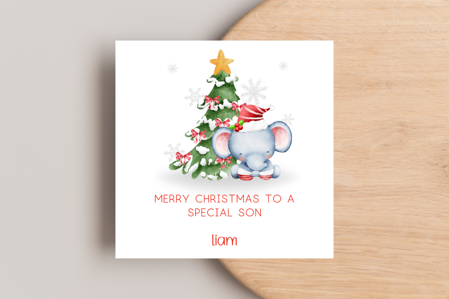 Personalised Jungle Animal Christmas Card Elephant | Lion | Giraffe | Hippo