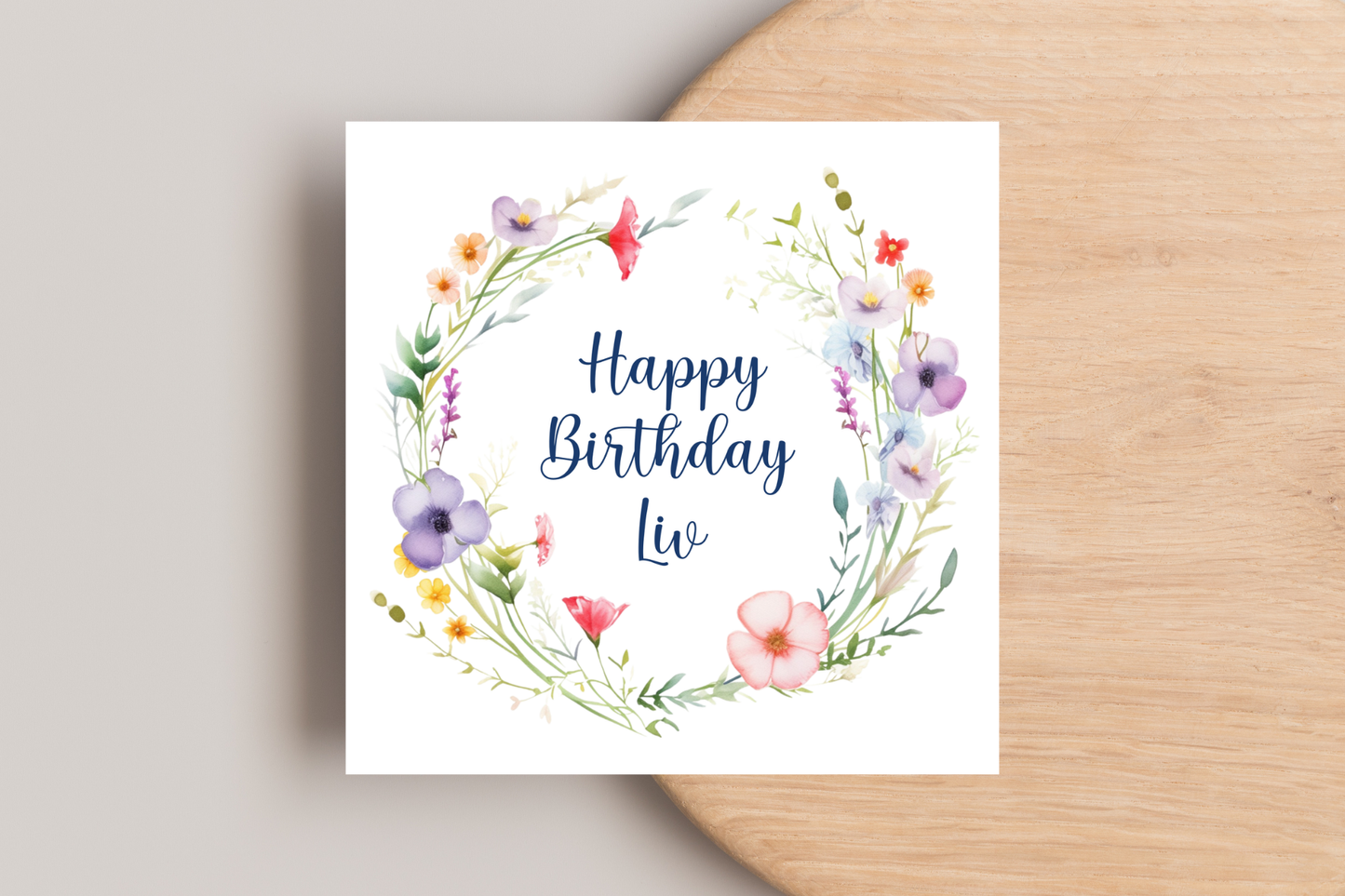 Personalised Floral Wreath Birthday Card