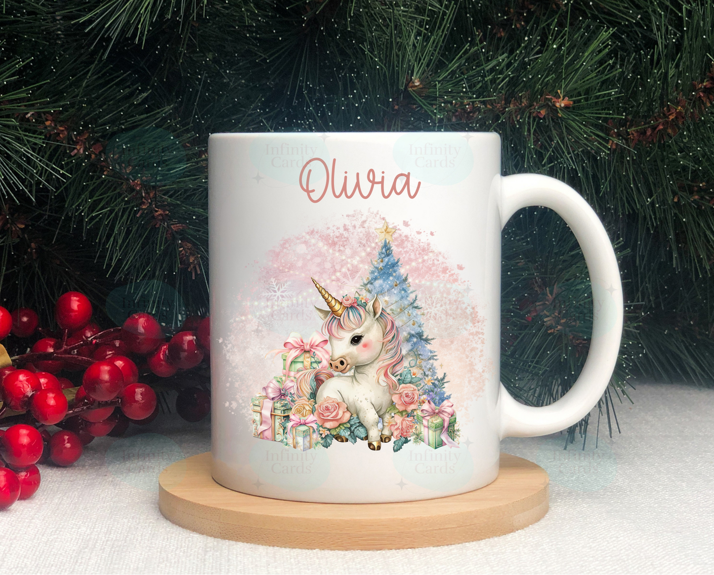 Personalised Unicorn Christmas Mug