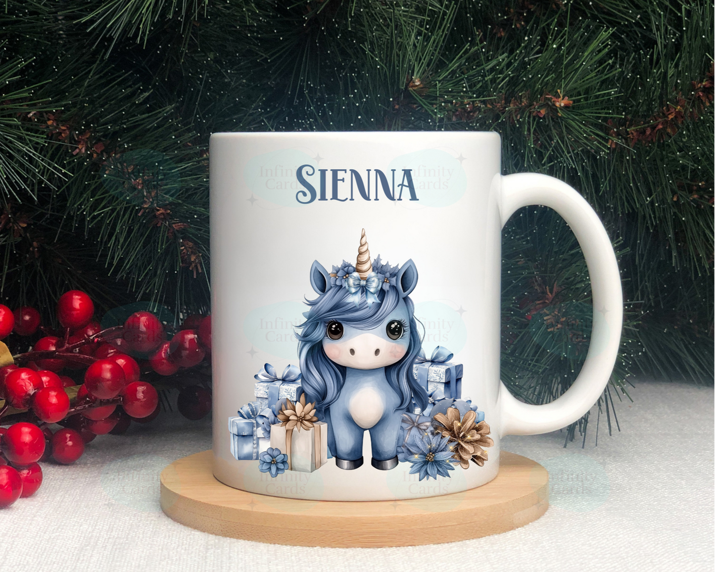 Personalised Unicorn Christmas Mug