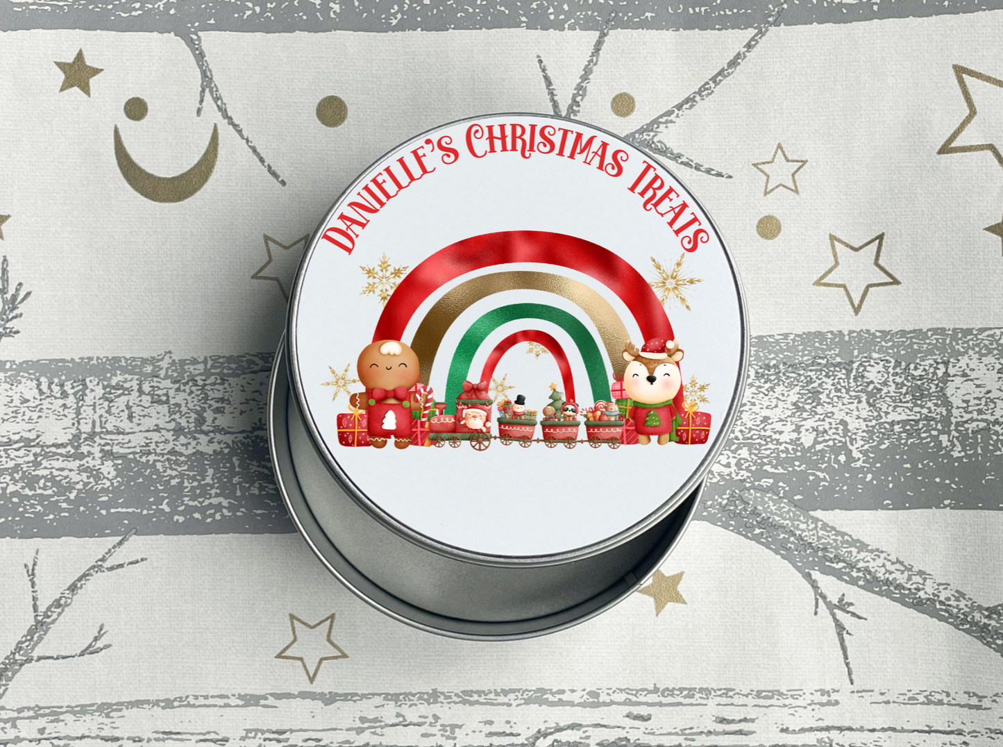 Personalised Christmas Rainbow Treat Tin