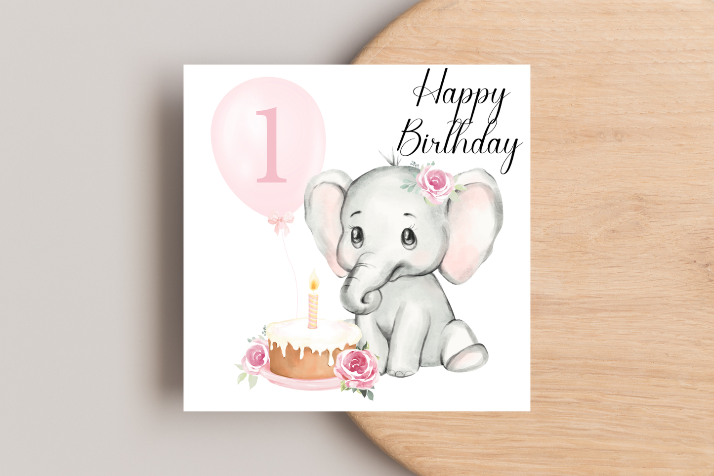 Elephant 1st Birthday Card