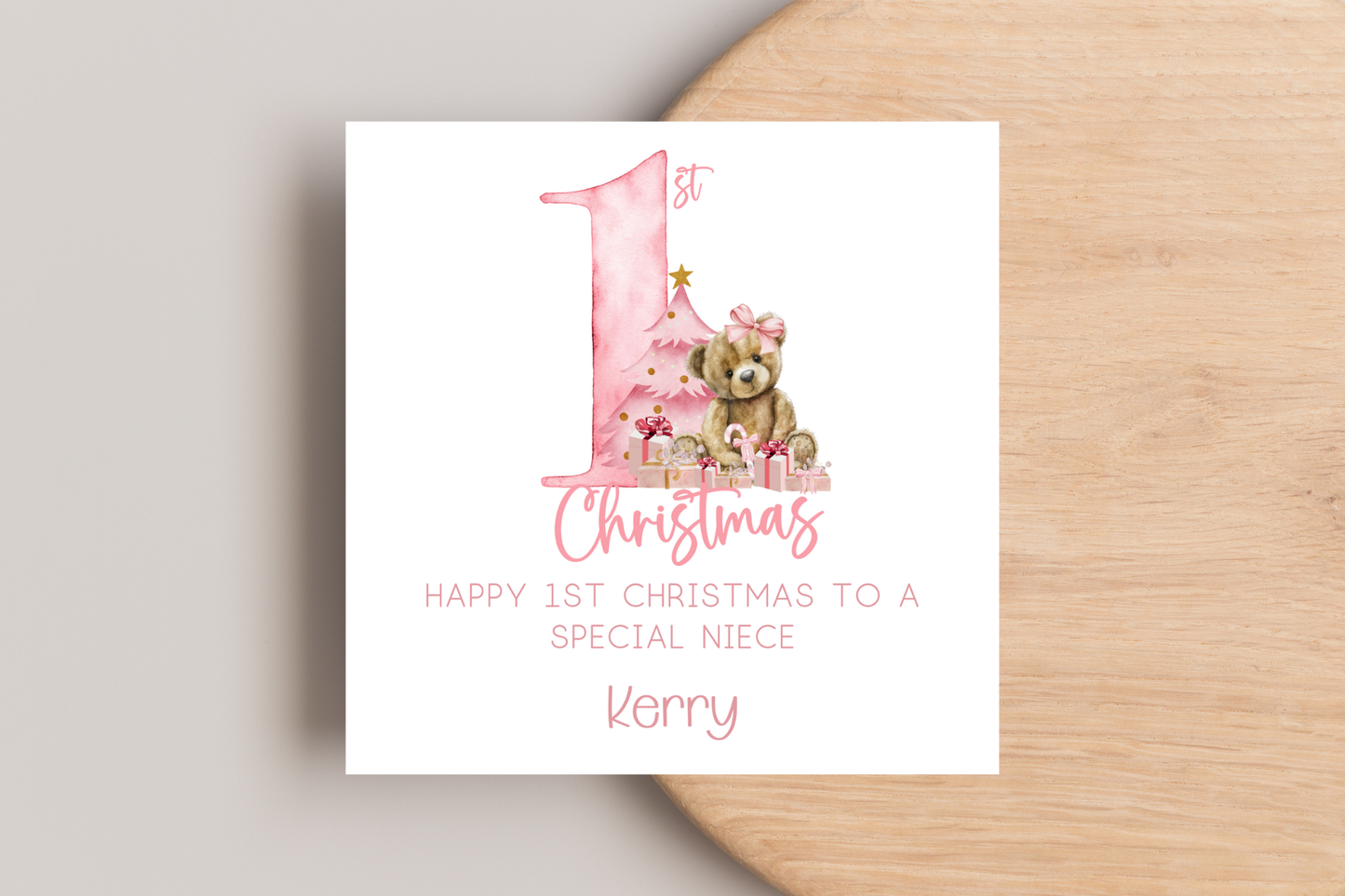 Personalised Bear 1st Christmas card