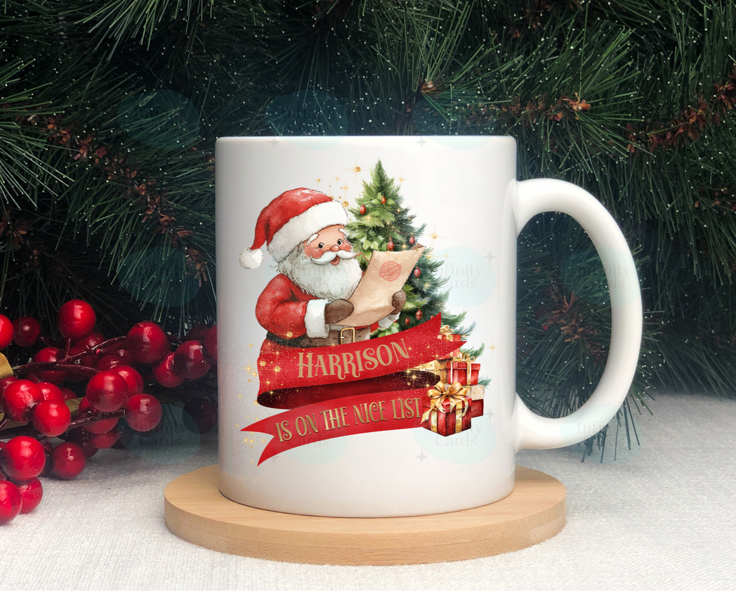 Personalised On the Nice List Christmas Mug