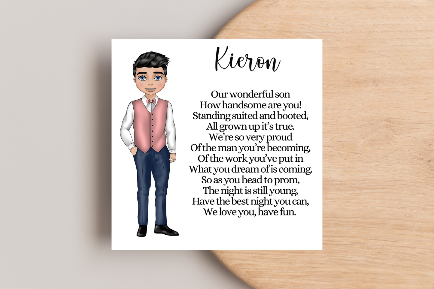 Personalised Prom Card for Son