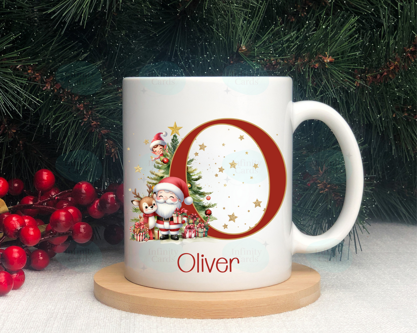 Personalised Red Initial Santa Mug