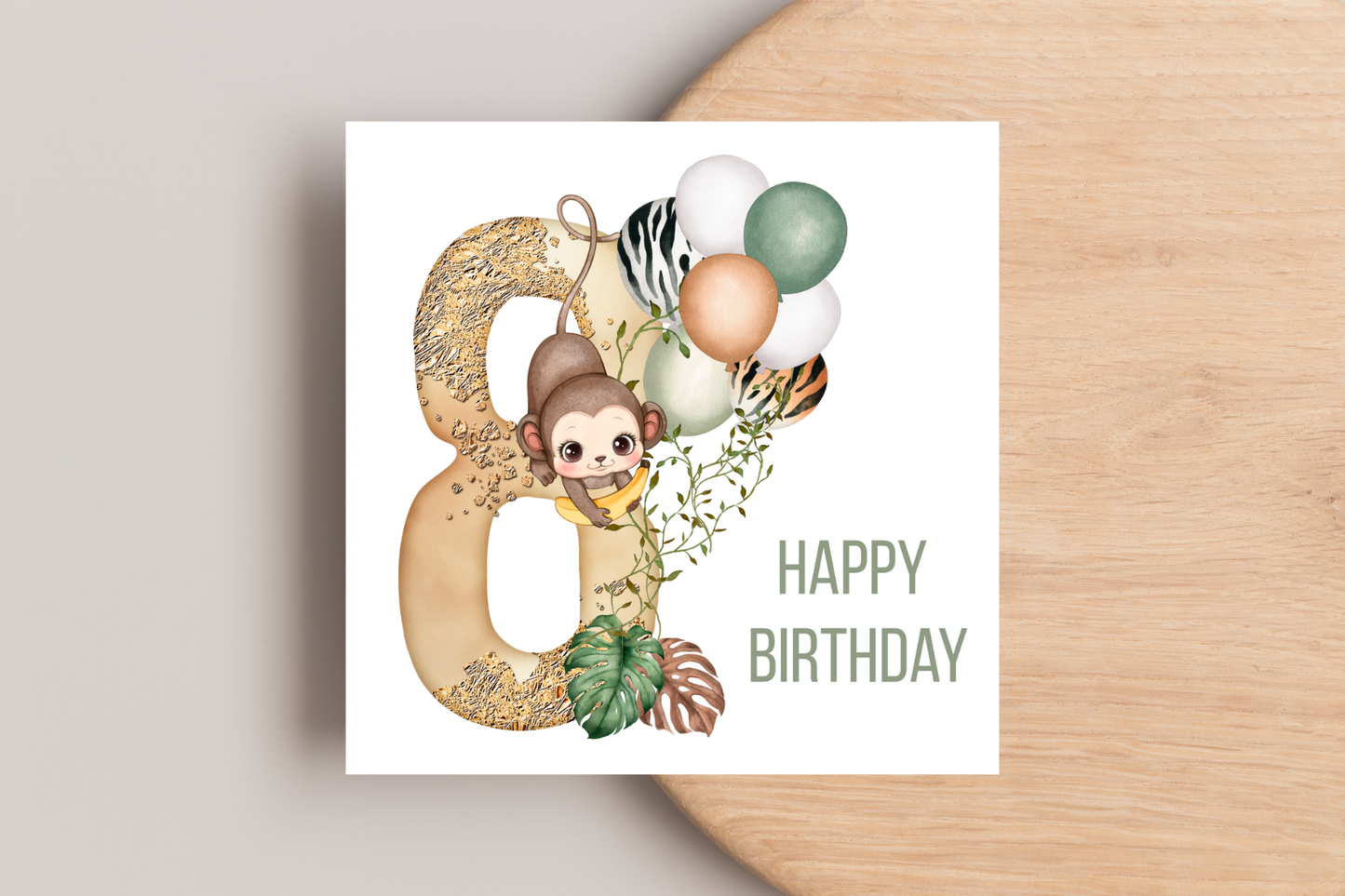 Animal Safari Balloons Birthday Card