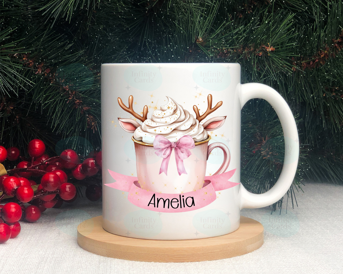 Personalised Hot Chocolate Reindeer Mug