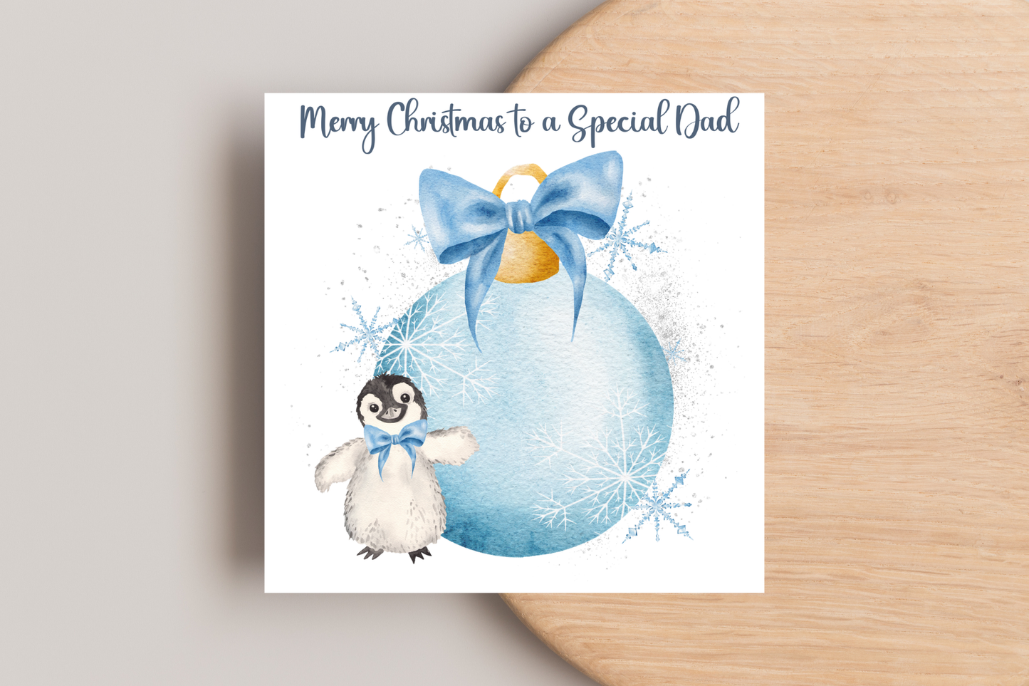 Personalised Penguin Bauble Christmas Card