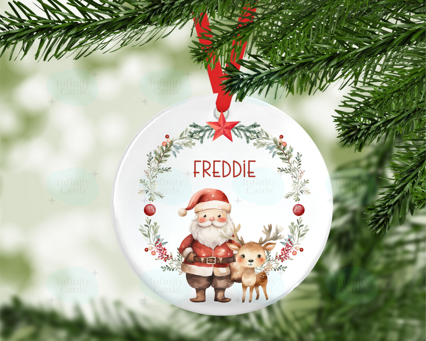Personalised Santa Wreath Christmas Tree Decoration