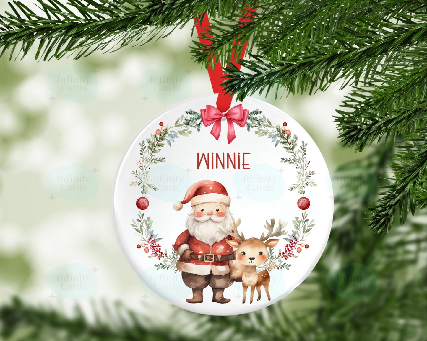 Personalised Santa Wreath Christmas Tree Decoration