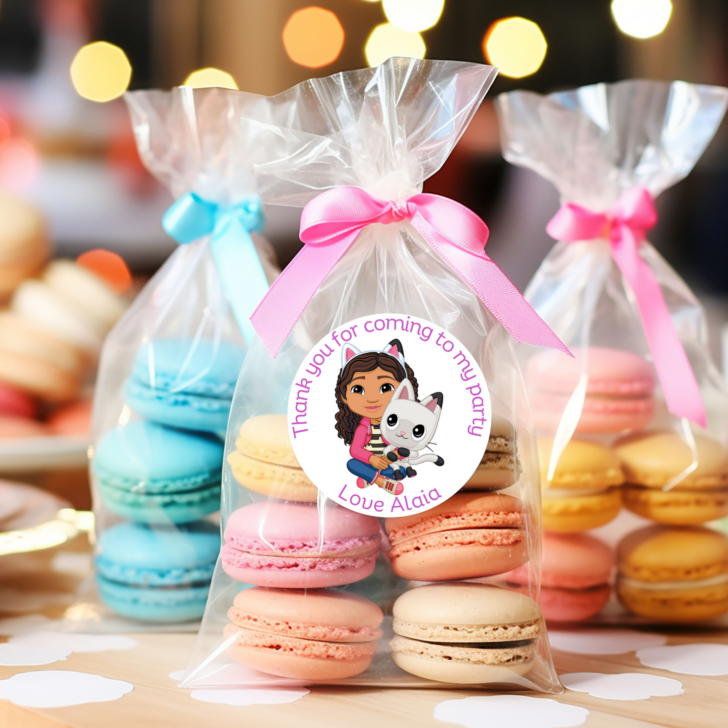 24 X Gabbys Doll House Thank You For Coming To My Party Stickers