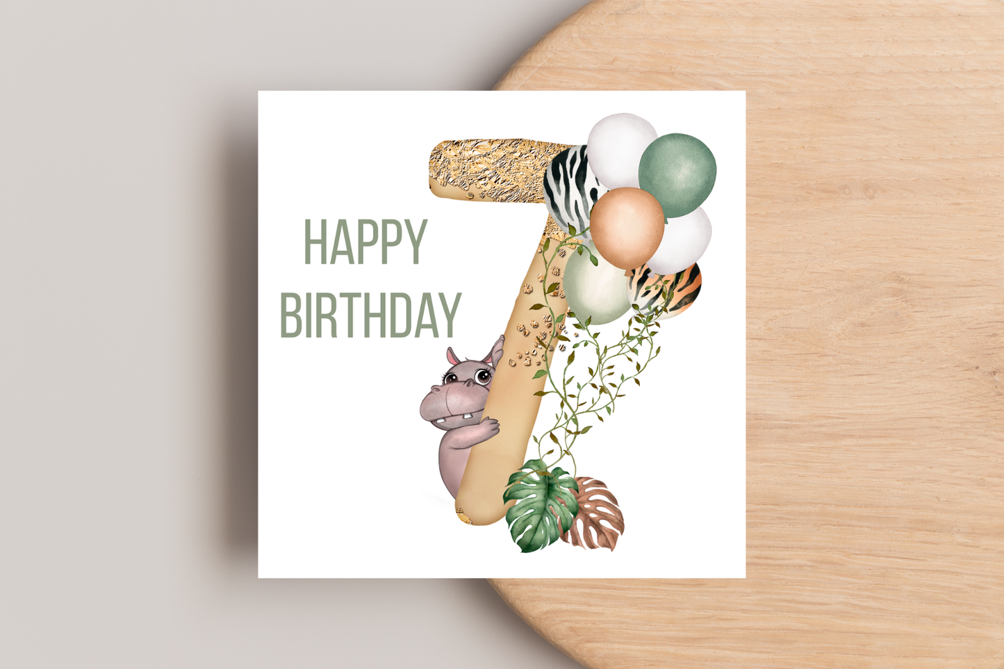 Animal Safari Balloons Birthday Card