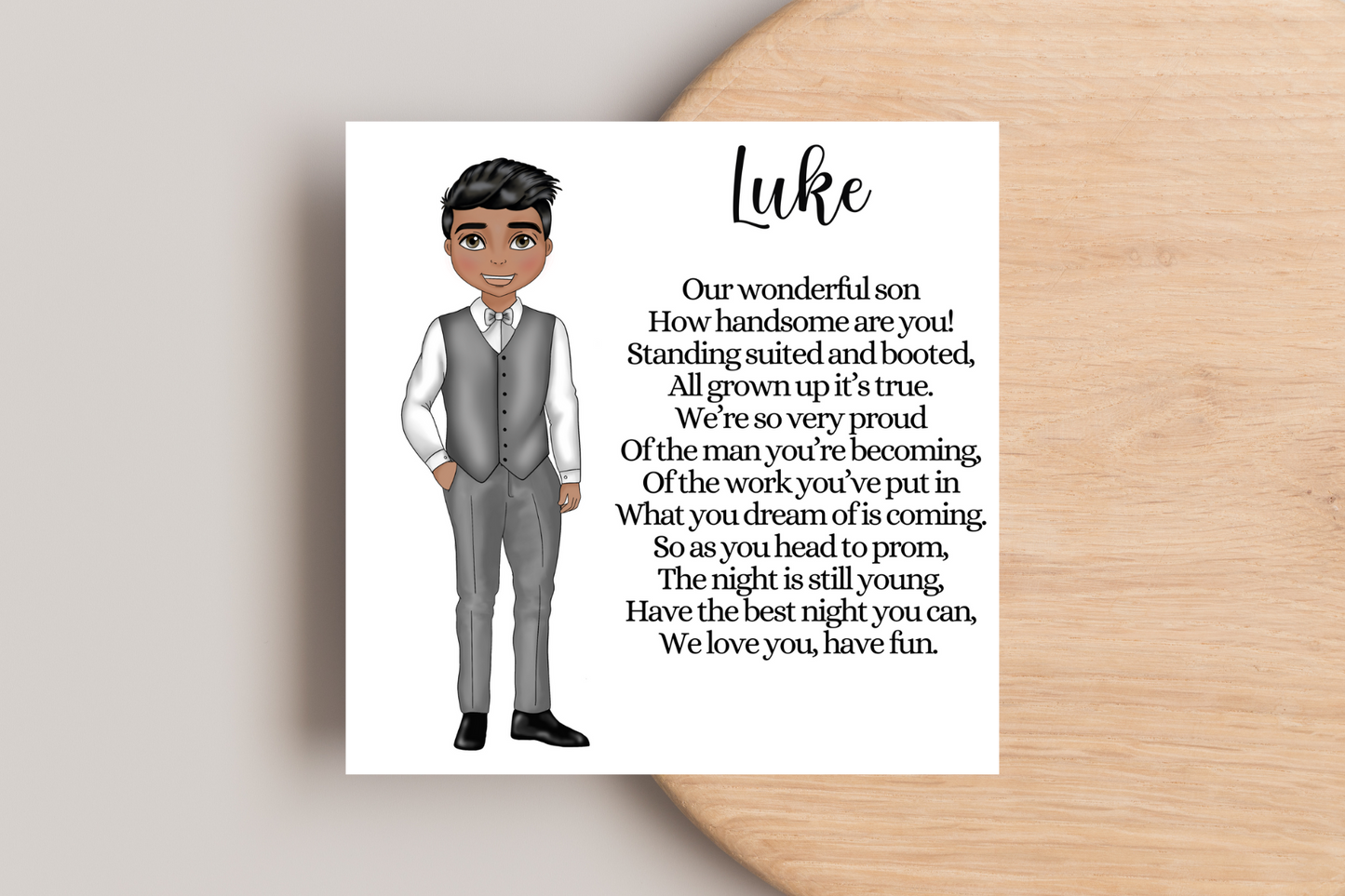 Personalised Prom Card for Son