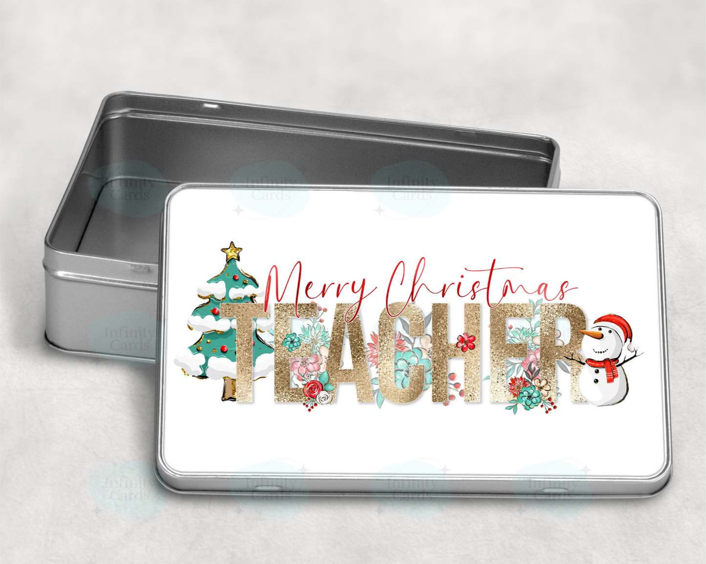 Personalised Merry Christmas Teacher Treat Tin