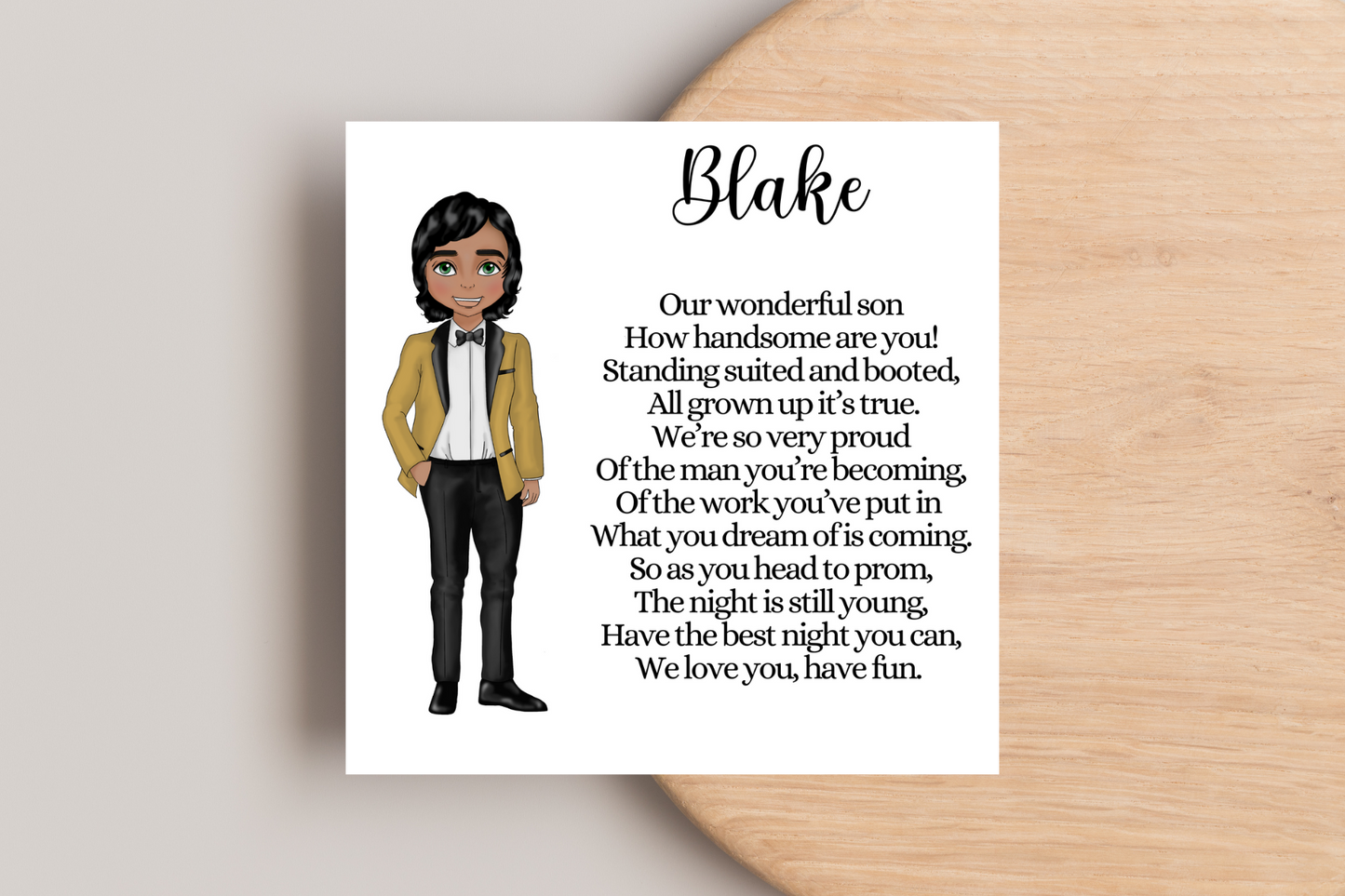 Personalised Prom Card for Son