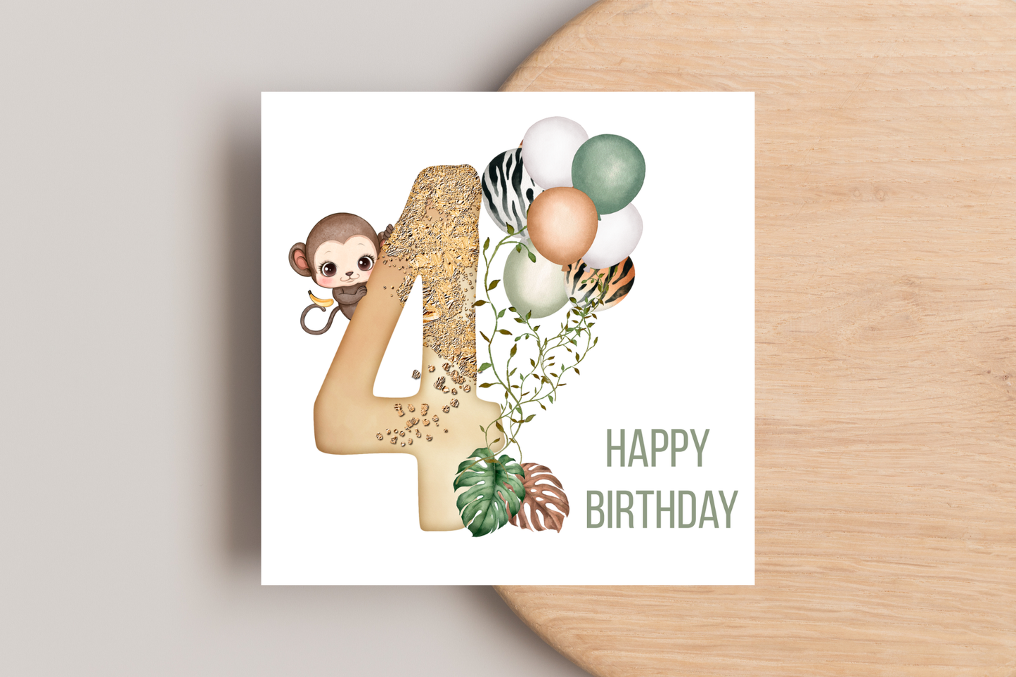 Animal Safari Balloons Birthday Card