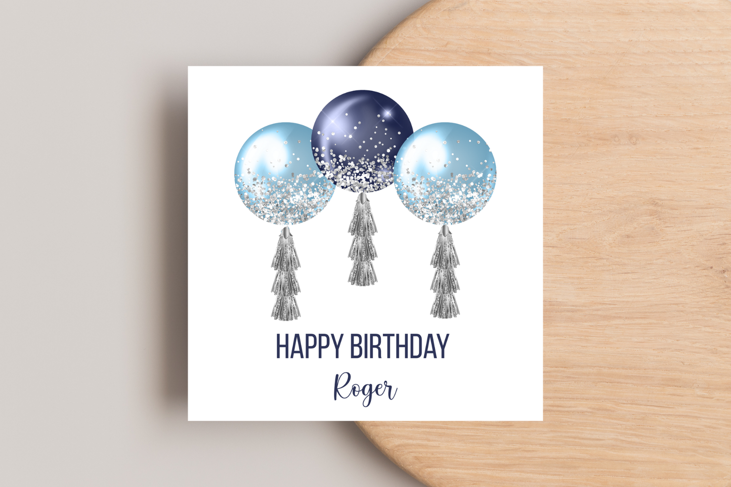 Personalised Blue Balloons Birthday Card