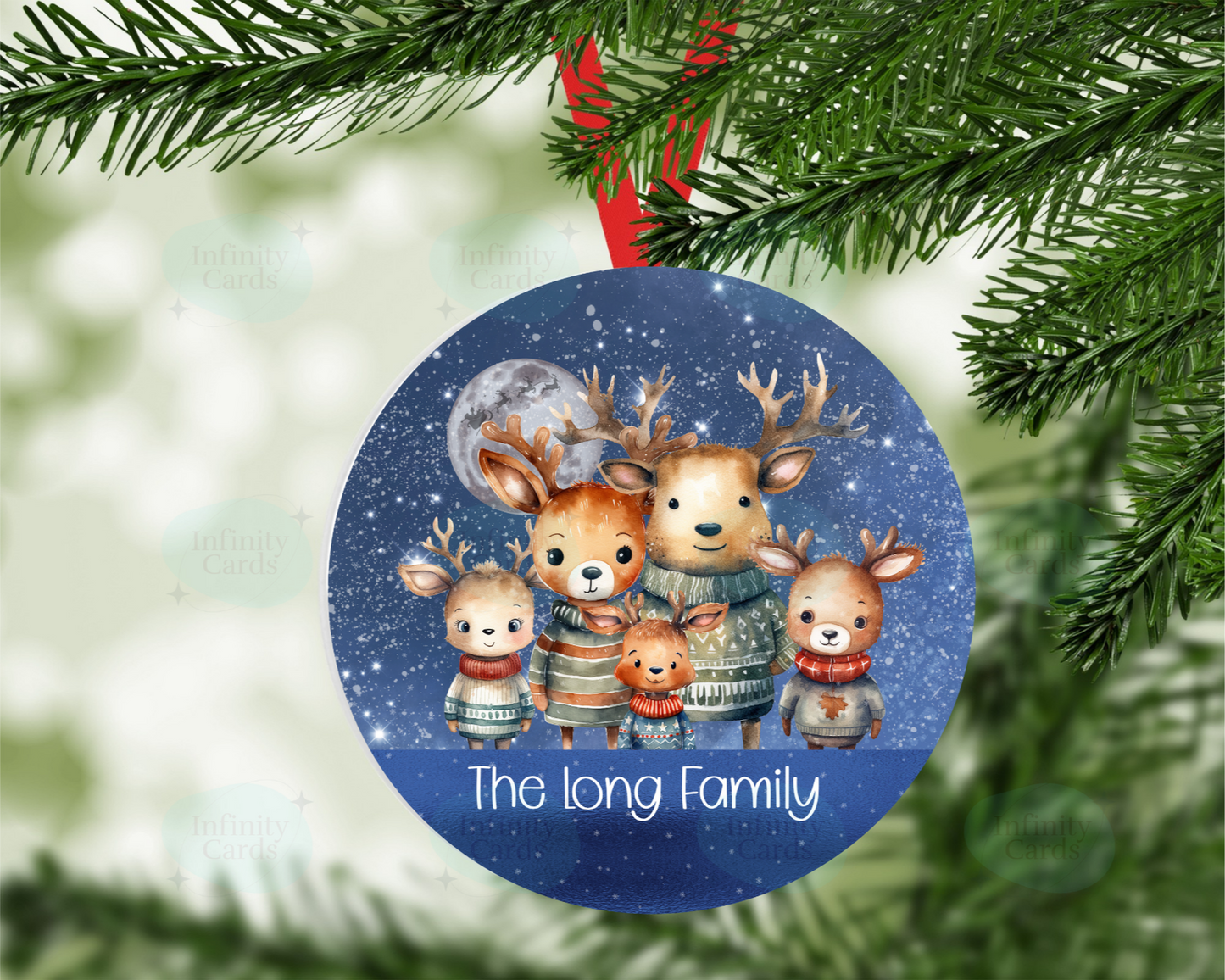 Personalised Reindeer Family Christmas Tree Decoration