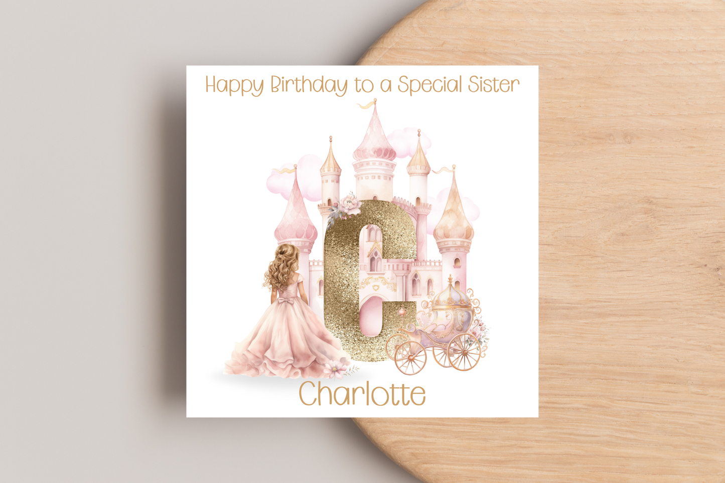 Personalised Princess and Castle Birthday Card