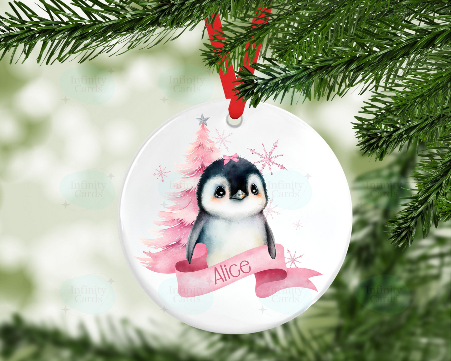 Personalised Penguin Bauble Christmas Tree Decoration