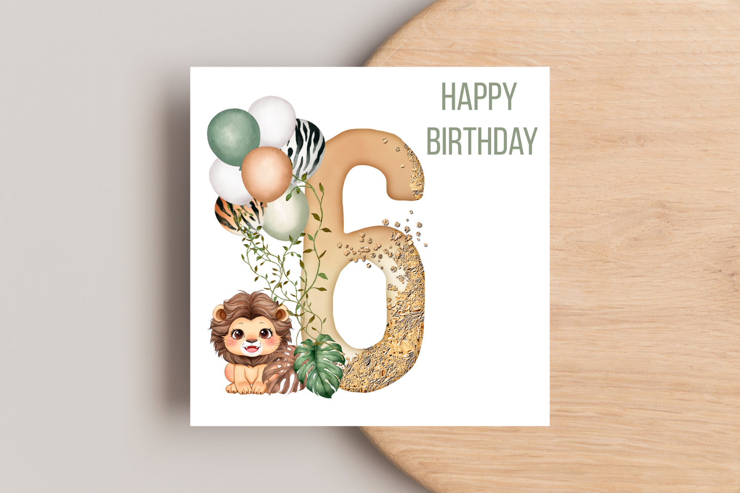 Animal Safari Balloons Birthday Card